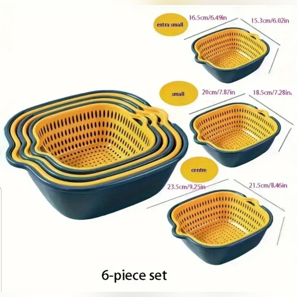 - Colander Bowl Set - New 6pcs - Picture 4 of 9